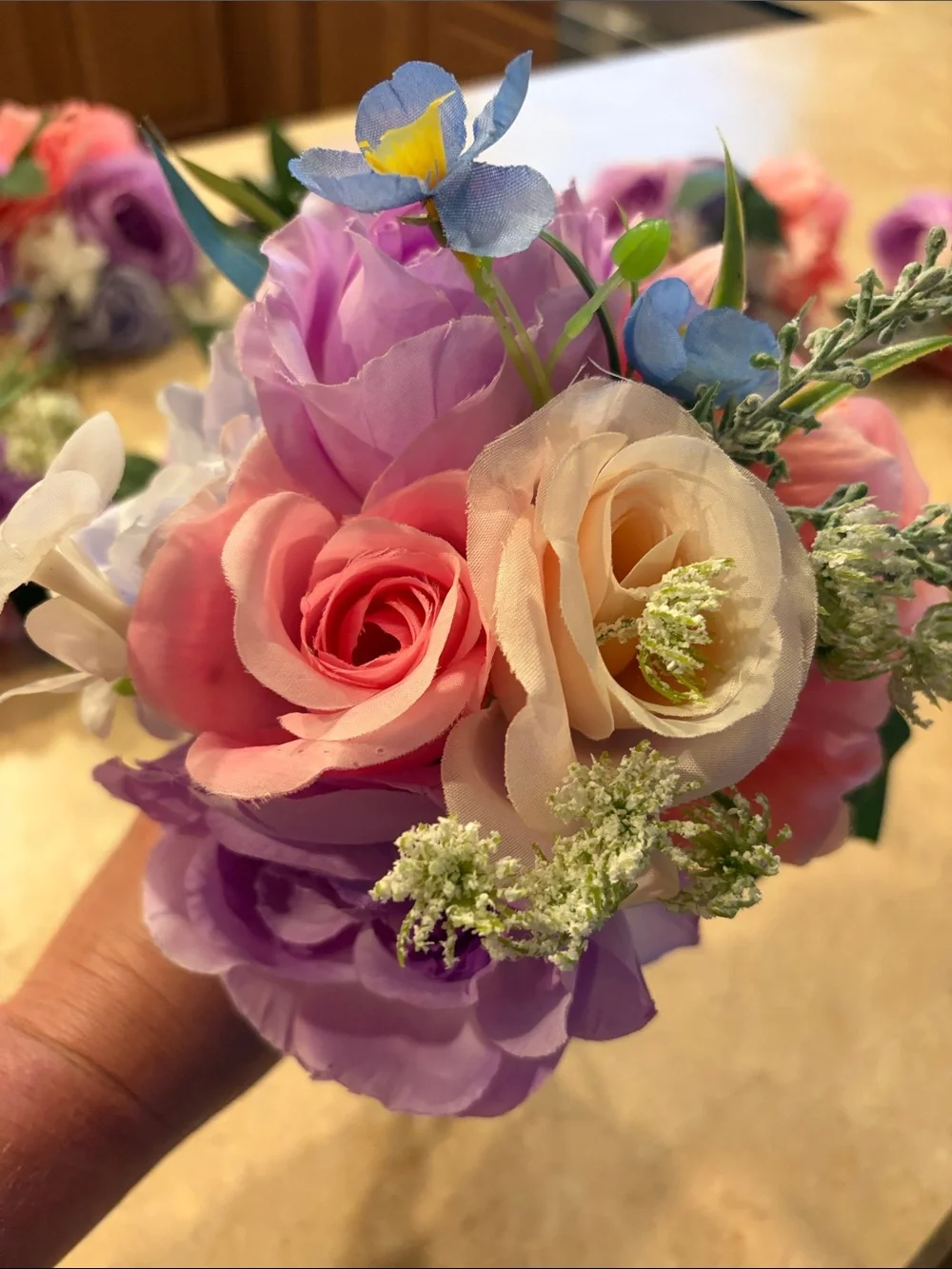 Peonies & Roses Floral Bouquets 8 Pc Set Flower Bouquets Lot Wedding New